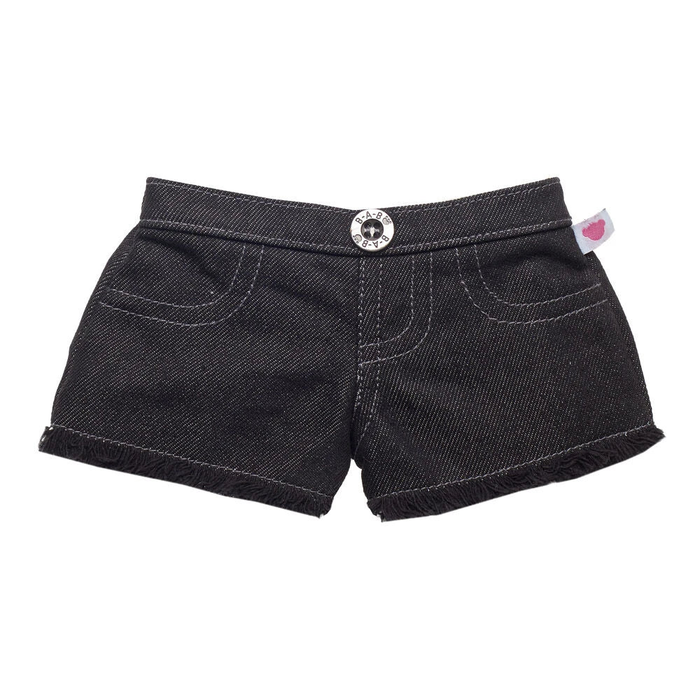 Black Denim Frayed Shorts for Stuffed Animals | Build-A-Bear® - US 1110